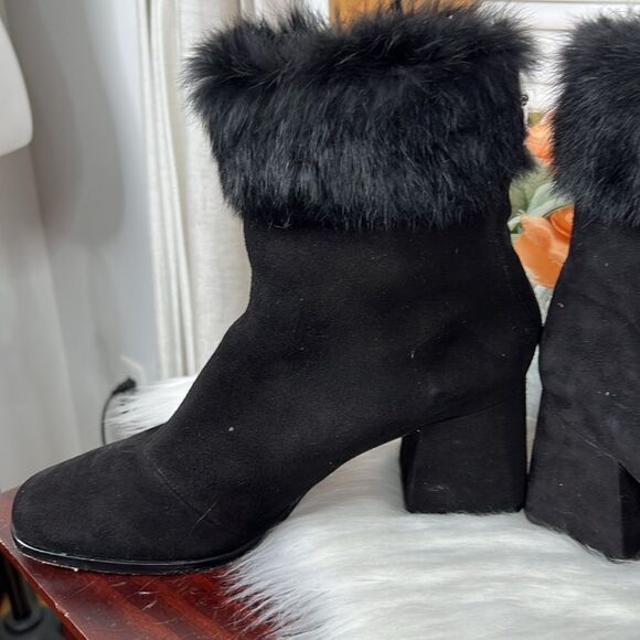 SCHUTZ Ketlyn Fur Trim Suede Boots Sz 10 - Picture 9 of 14